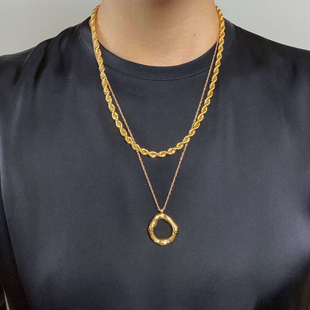 Auruem MAYA french rope chain necklace 24K Gold Plated on Brass